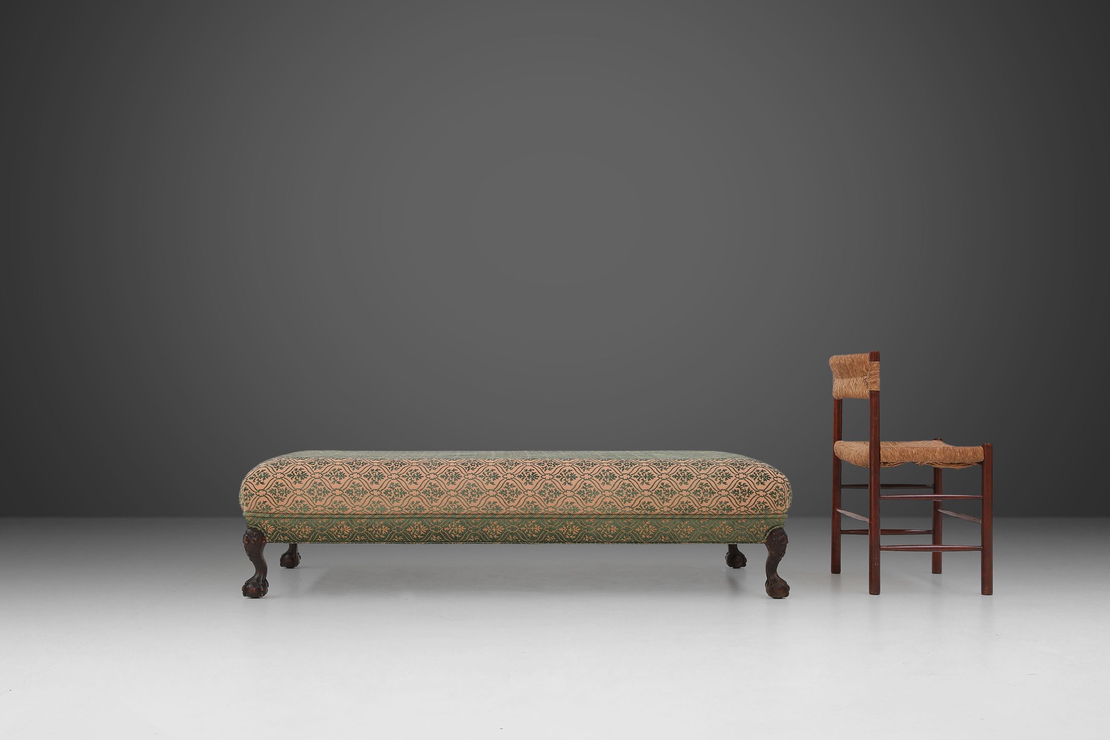 Extra large Victorian sofa and ottoman 1890thumbnail